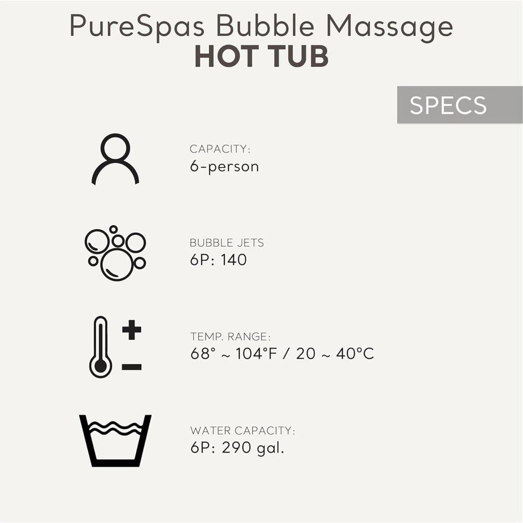 Intex: PureSpa: Sahara Tan Inflatable Hot Tub Set – 6 Person – 85″ Round Outdoor Heated Bubble Spa, Jet Massage, Cover, Hard Water Treatment System
