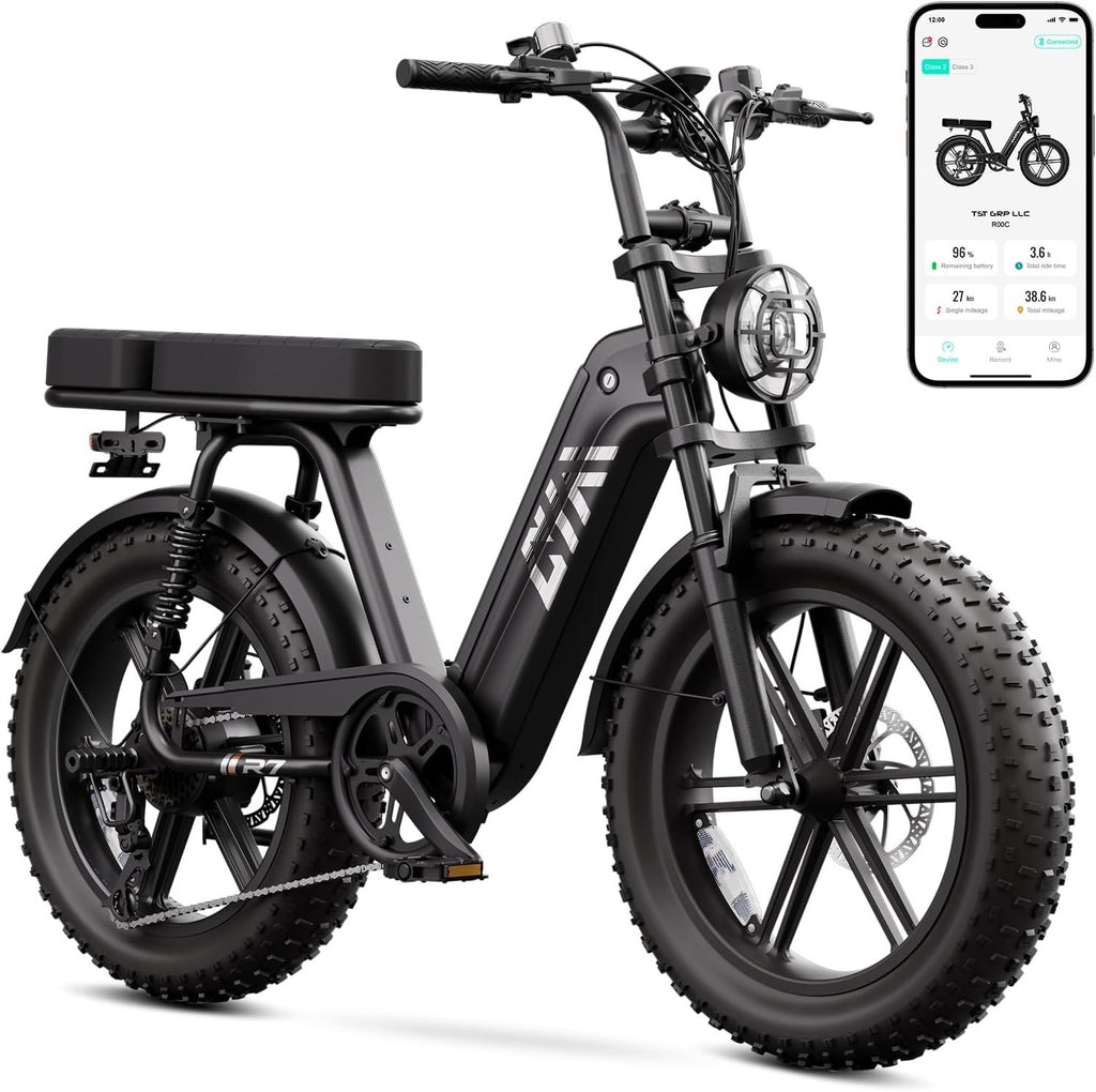 TST Electric Bike for Adults, 1500W Peak Motor 60 Miles Fat Tire Ebike with 48V 15Ah Removable Battery 20" Fat Tire Electric Bike, Full Suspension and 7-Speed