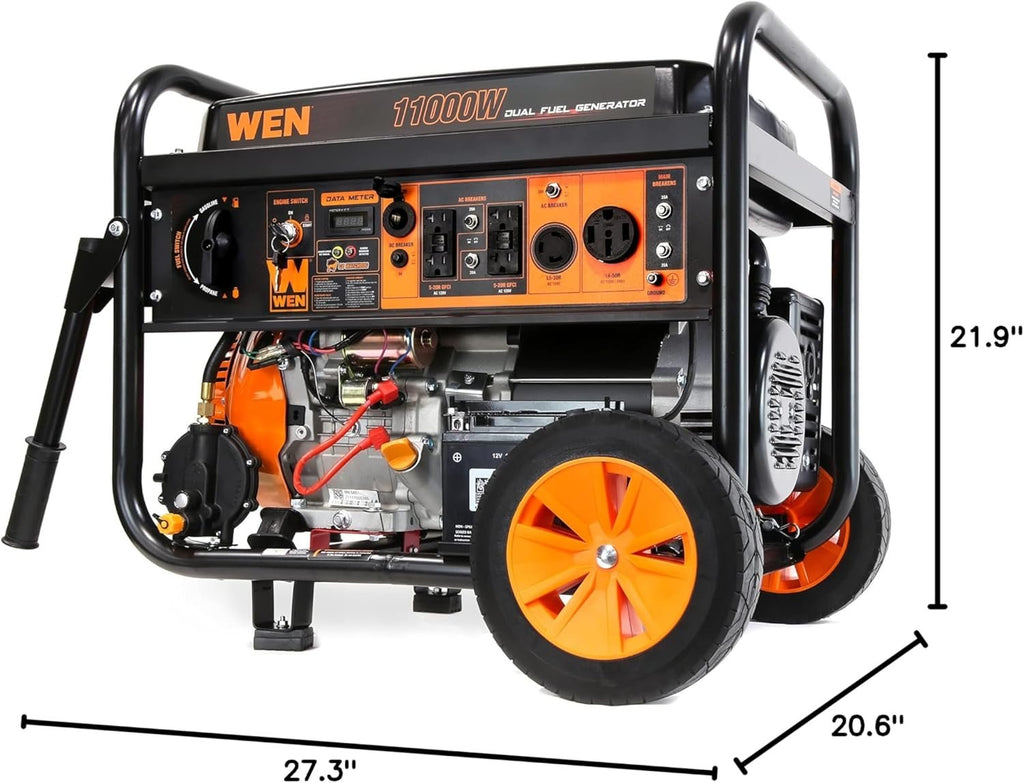 WEN 11000W Dual Fuel Portable Generator 120V/240V Electric Start Wheel Kit DF1100T