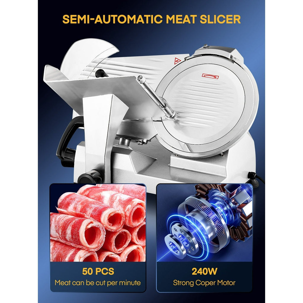 Meat Slicer 370W, Electric Food Deli Slicer, Premium Chromium-plated Steel Blade