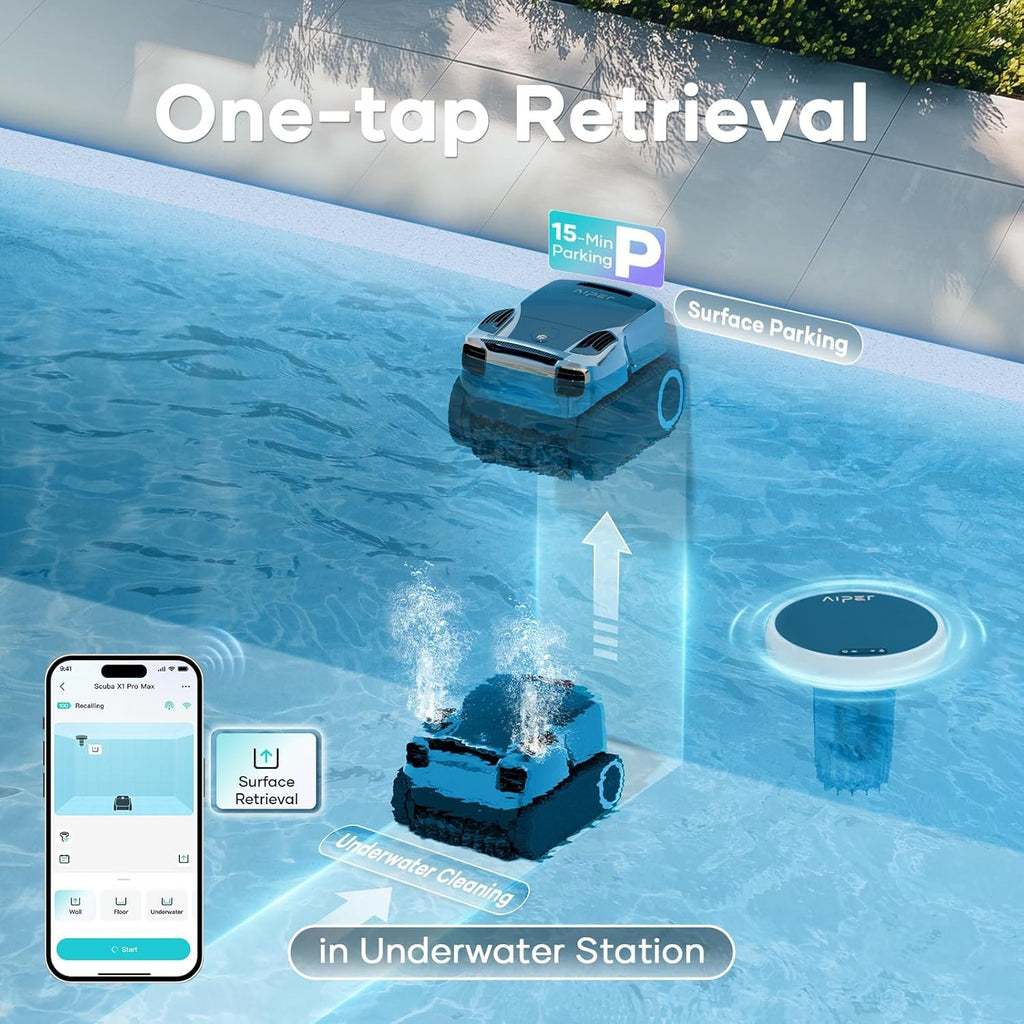 Aiper Scuba X1 Pro Max Robotic Pool Cleaner Bundle with HydroComm Pro Smart Water Monitor
