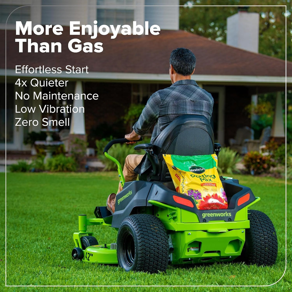 Greenworks 80V 42" CrossoverZ Zero Turn Riding Lawn Mower, (6) 6.0Ah Batteries and 600W Charger